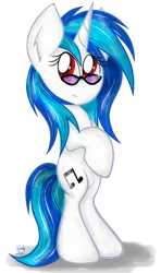 Size: 578x975 | Tagged: safe, artist:kristysk, derpibooru import, vinyl scratch, pony, bipedal, solo