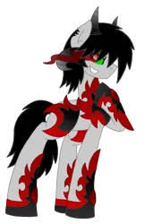 Size: 638x982 | Tagged: safe, artist:kitistraza, derpibooru import, oc, unofficial characters only, bicorn, unicorn, grin, hoof shoes, raised hoof, simple background, smiling, solo, sombra eyes, transparent background