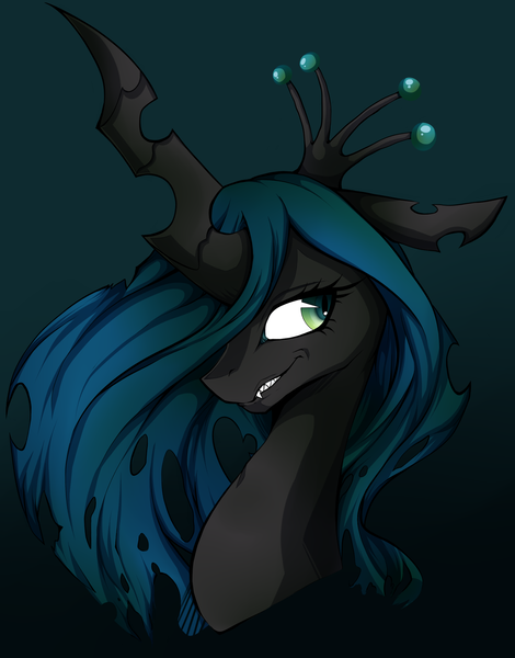 Size: 2400x3065 | Tagged: artist:rainbowscreen, bust, dead source, derpibooru import, queen chrysalis, safe, solo