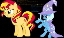 Size: 1554x935 | Tagged: safe, derpibooru import, sunset shimmer, trixie, pony, alter bridge, burn in my light, edge, mercy drive, metalingus, randy orton, rated rko, song reference, wwe