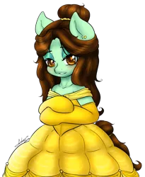 Size: 1059x1289 | Tagged: safe, artist:fatcakes, derpibooru import, ponified, pony, beauty and the beast, belle, bipedal, clothes, disney, disney princess, dress, solo