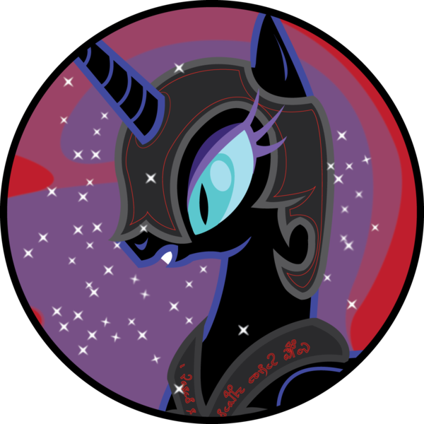 Size: 1200x1200 | Tagged: armor, artist:rob barba, derpibooru import, fridge translation horror, glyphmatch, latin, nightmare moon, portrait, recolor, safe, solo, translation request, voynich manuscript