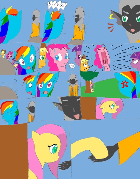 Size: 2515x3209 | Tagged: applejack, artist:pokeneo1234, chaotic, comic, crossover, derpibooru import, fluttershy, pinkie pie, rainbow dash, rarity, raznus, request, safe, twilight sparkle