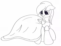 Size: 1336x1022 | Tagged: safe, artist:grennadder, derpibooru import, derpy hooves, pegasus, pony, blushing, clothes, dress, female, mare, monochrome, solo