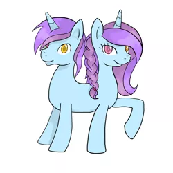 Size: 894x894 | Tagged: safe, artist:fluttergore, derpibooru import, oc, unofficial characters only, pony, unicorn, catdog, conjoined, conjoined twins, female, heterochromia, male, mare, pushmi-pullyu, solo, stallion, two heads