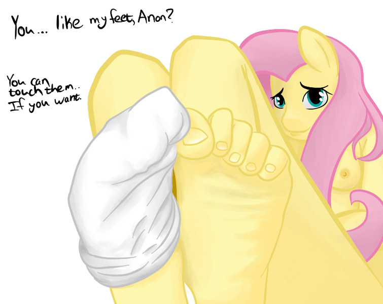 Size: 789x627 | Tagged: anthro, artist:companioncube, barefoot, breasts, derpibooru import, feet, female, fetish, fluttershy, foot fetish, half barefoot, nipples, nudity, plantigrade anthro, questionable, sock, solo, solo female, toenails, toes