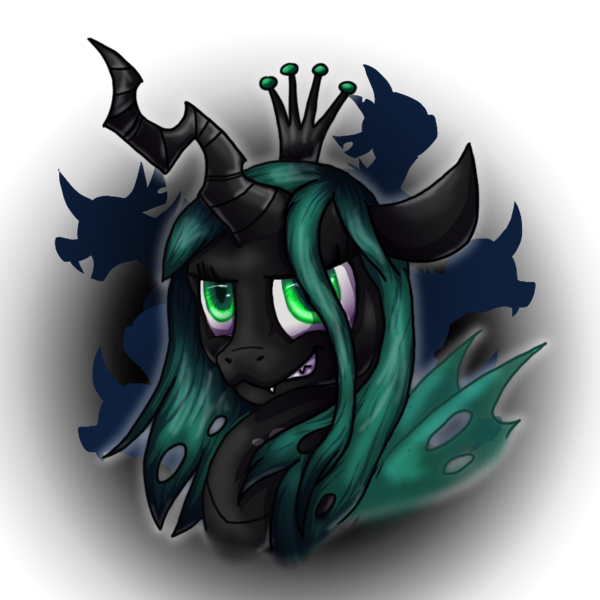 Size: 800x800 | Tagged: safe, artist:fire-topaz, artist:katie-brony, derpibooru import, queen chrysalis, changeling, portrait, solo