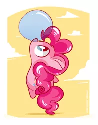 Size: 550x700 | Tagged: safe, artist:lifeloser, derpibooru import, pinkie pie, earth pony, pony, balloon, blowing up balloons, bubblegum, chibi, cute, diapinkes, female, mare, solo, then watch her balloons lift her up to the sky
