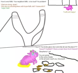 Size: 762x713 | Tagged: 2 panel comic, abuse, comic, crying, derpibooru import, fluffy pony, fluffy pony grimdark, impending abandonment, poop, psychological abuse, scat, semi-grimdark, setup, urine