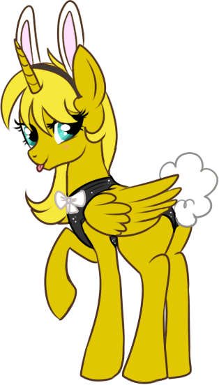 Size: 314x552 | Tagged: suggestive, artist:lulubell, derpibooru import, oc, oc:ticket, unofficial characters only, alicorn, pony, alicorn oc, bunny suit, clothes, female, leotard, simple background, solo, solo female, transparent background