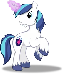 Size: 5950x7000 | Tagged: safe, artist:theshadowstone, derpibooru import, shining armor, absurd resolution, frown, glowing horn, magic, rearing, simple background, solo, transparent background, unshorn fetlocks, vector