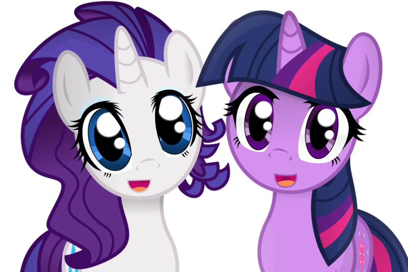 Size: 1200x800 | Tagged: artist:coltsteelstallion, cute, :d, derpibooru import, looking at you, messy mane, raribetes, rarity, safe, simple background, transparent background, twilight sparkle, vector