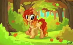 Size: 2560x1600 | Tagged: artist:mysticalpha, autumn, clothes, derpibooru import, forest, oc, oc:autumn aria, safe, scarf, solo, unofficial characters only