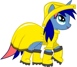 Size: 2000x1729 | Tagged: safe, artist:forgotten-remnant, derpibooru import, oc, oc:ryo, unofficial characters only, pony, unicorn, boots, clothes, coat, female, mare, rain boots, raincoat, simple background, solo, transparent background, vector