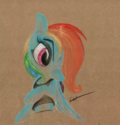 Size: 695x724 | Tagged: safe, artist:getchanoodlewet, derpibooru import, rainbow dash, clothes, solo, traditional art