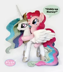 Size: 1300x1500 | Tagged: artist:plushactiontoys, derpibooru import, irl, photo, pinkie pie, plushie, ponies riding ponies, princess celestia, safe