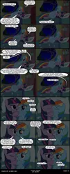 Size: 992x2446 | Tagged: suggestive, artist:skipsy, derpibooru import, rainbow dash, twilight sparkle, pegasus, pony, unicorn, comic:dawn of a new day, bed, comic, female, golden oaks library, kissing, lesbian, mare, night, pillow, shipping, show accurate, twidash