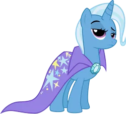 Size: 2655x2386 | Tagged: safe, artist:ready2fail, derpibooru import, trixie, pony, unicorn, boast busters, cape, clothes, female, frown, high res, lidded eyes, looking at you, mare, raised eyebrow, simple background, solo, transparent background, trixie's cape, unamused, vector