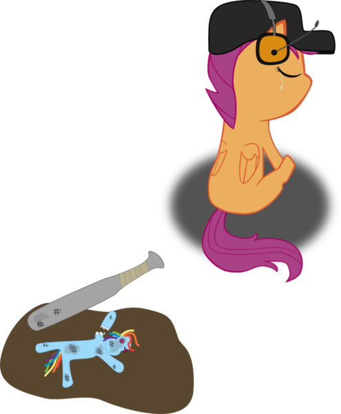 Size: 811x984 | Tagged: artist:terribletransit, baseball bat, crying, derpibooru import, rainbow dash, rainbows make me cry, safe, scootaloo, scout, scoutaloo, team fortress 2