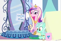 Size: 1440x975 | Tagged: artist:dm29, camping, derpibooru import, duo, hourglass, humie, lyra heartstrings, magic mirror, mirror, princess cadance, saddle bag, safe, tent