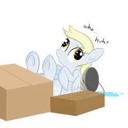 Size: 1000x1000 | Tagged: safe, artist:natsu714, derpibooru import, derpy hooves, pegasus, pony, box, boxes, bucket, female, hooves, mare, solo, underhoof, water