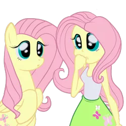 Size: 1500x1500 | Tagged: safe, artist:roselladoll1, derpibooru import, fluttershy, equestria girls, human ponidox, square crossover