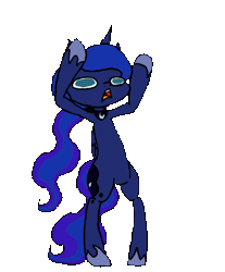 Size: 329x397 | Tagged: safe, artist:unoriginalcharacterpleasesteal, derpibooru import, princess luna, pony, alternate hairstyle, animated, bipedal, dancing, simple background, solo