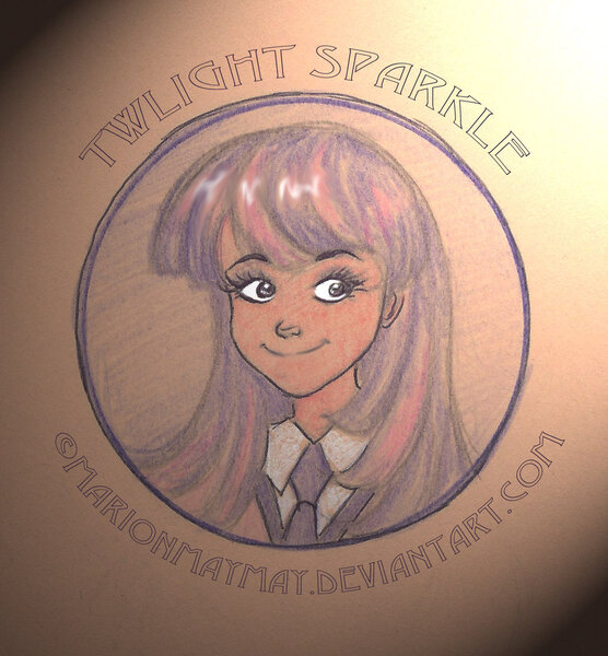 Size: 1024x1105 | Tagged: safe, artist:marionmaymay, derpibooru import, twilight sparkle, human, humanized, solo, traditional art