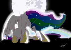 Size: 3506x2480 | Tagged: artist:eztp, backlighting, crying, derpibooru import, moon, princess celestia, safe, solo