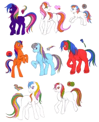 Size: 1238x1532 | Tagged: artist:shadowgirlfan, derpibooru import, oc, oc:beachbal, oc:blue rose, oc:bright rainbow, oc:lovely heart, oc:rainbow grape, oc:starbolt, oc:sunset island, oc:watermelon, safe, traditional art, unofficial characters only