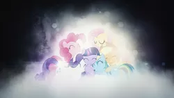 Size: 1920x1080 | Tagged: applejack, artist:adrianimpalamata, artist:silentmatten, derpibooru import, fluttershy, group hug, lens flare, mane six, pinkie pie, rainbow dash, rarity, safe, twilight sparkle, vector, wallpaper