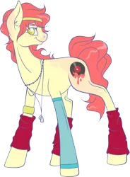 Size: 674x915 | Tagged: safe, artist:legalese, derpibooru import, oc, unofficial characters only, earth pony, pony, dog tags, leg warmers, solo