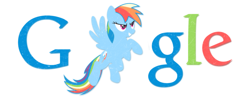 Size: 1800x700 | Tagged: safe, artist:thepatrollpl, derpibooru import, rainbow dash, google, logo, solo, theme