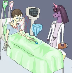 Size: 889x899 | Tagged: 1000 hours in ms paint, anthro, artist:crystals1986, breasts, crying, crystal, derpibooru import, hospital, human, ms paint, self insert, semi-grimdark, twilight sparkle, wat