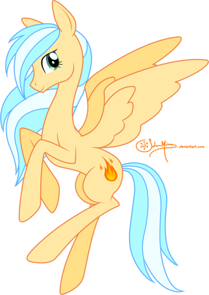 Size: 566x800 | Tagged: dead source, safe, artist:solar-misae, derpibooru import, oc, unofficial characters only, pegasus, pony, female, flying, looking at you, mare, profile, signature, simple background, smiling, solo, spread wings, transparent background, wings