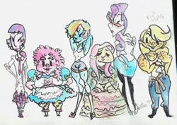 Size: 1280x908 | Tagged: applejack, artist:iiya, derpibooru import, fluttershy, human, humanized, mane six, pinkie pie, pony coloring, rainbow dash, rarity, safe, traditional art, twilight sparkle, vulgar