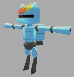 Size: 503x524 | Tagged: 3d, blender, bot, crash, derpibooru import, low poly, rainbow dash, r-dash 5000, robot, safe, solo, t pose