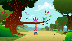 Size: 720x405 | Tagged: animated, awesome, bird, derpibooru import, flapping, jumping, nice moves, safe, scootaloo, scooter, screencap, slow motion, solo, spectacular stunt, the show stoppers