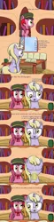 Size: 950x3900 | Tagged: artist:pvryohei, ask, babs seed, book, derp, derpibooru import, dinky hooves, golden oaks library, library, reading, ruby pinch, safe, shining bonds, tea, tumblr, vulgar