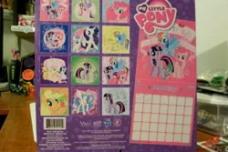 Size: 4608x3072 | Tagged: applejack, calendar, derpibooru import, fluttershy, french, hasbro, hatless, logo, mane seven, mane six, merchandise, missing accessory, my little pony logo, pinkie pie, princess cadance, princess celestia, rainbow dash, rarity, safe, spike, stock vector, sweetie belle, the hub, twilight sparkle