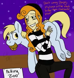 Size: 889x931 | Tagged: safe, artist:cartoonlion, artist:pacce, derpibooru import, carrot top, derpy hooves, golden harvest, human, pony, colored, humanized, muffin, petting zoo, plot, underhoof