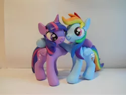 Size: 4320x3240 | Tagged: safe, artist:earthenpony, derpibooru import, rainbow dash, twilight sparkle, twilight sparkle (alicorn), alicorn, pony, absurd resolution, craft, female, hug, irl, mare, photo, sculpture