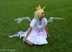 Size: 1100x799 | Tagged: safe, artist:cosmosfox, derpibooru import, princess celestia, human, cosplay, grass, irl, irl human, photo, solo