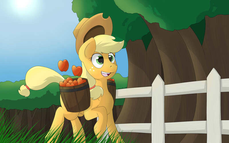 Size: 3840x2400 | Tagged: apple, applejack, artist:thebatfang, derpibooru import, safe, solo, working