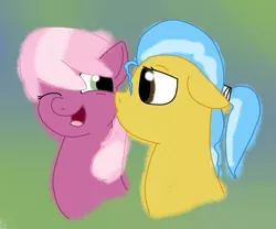 Size: 1024x853 | Tagged: artist:sylver-unicorn, cheerilee, derpibooru import, doctor fauna, female, kissing, lesbian, safe, shipping