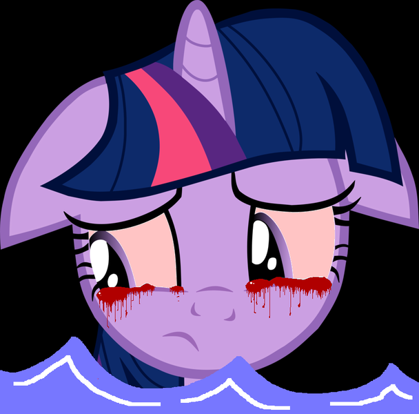 Size: 900x888 | Tagged: blood, derpibooru import, drowning, semi-grimdark, solo, twilight sparkle, water