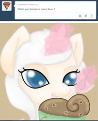 Size: 497x615 | Tagged: safe, artist:ivorylace, derpibooru import, oc, oc:ivory lace, unofficial characters only, pony, unicorn, ask, cookie dough, ice cream, solo, tumblr