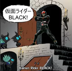 Size: 749x741 | Tagged: changeling, derpibooru import, english subtitles, exploitable meme, idw, kamen rider, kamen rider black, kanji, knock knock meme, meme, safe