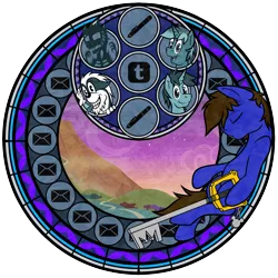 Size: 1600x1600 | Tagged: artist:jerrid120, derpibooru import, dive to the heart, keyblade, kingdom hearts, oc, parody, safe, stained glass, unofficial characters only