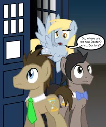 Size: 1000x1200 | Tagged: safe, artist:xain-russell, deleted from derpibooru, derpibooru import, derpy hooves, doctor whooves, time turner, pegasus, pony, doctor who, eleventh doctor, female, mare, tardis, tenth doctor